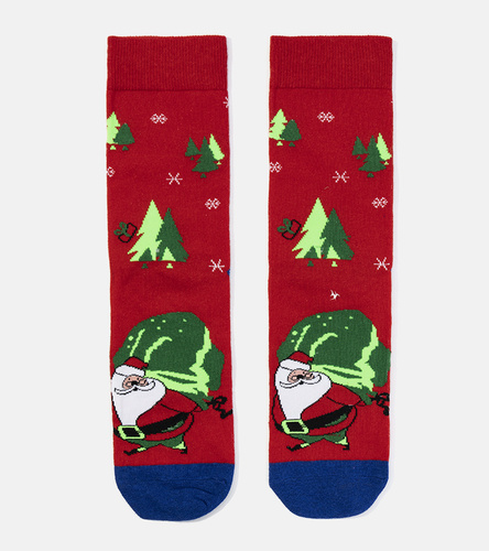 Červené a zelené pánske ponožky so Santa Clausom Merced 
