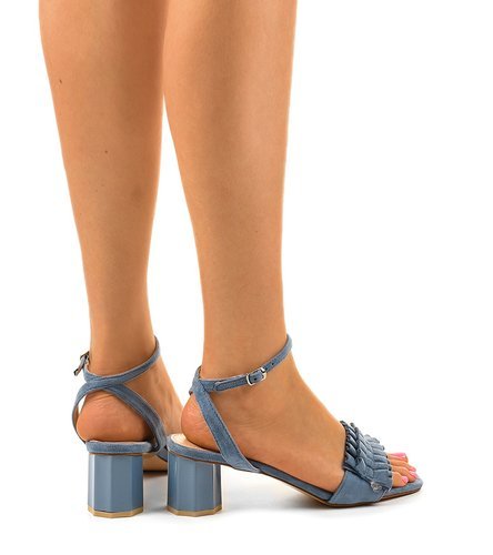 Elegantné sandále na podpätku v námorníckej modrej farbe 1487-11
