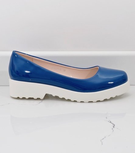 Modré slip-on topánky na podpätku BJ6223-5